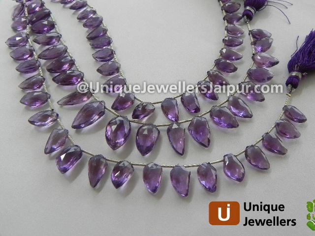 Amethyst Faceted Uneven Leaf Beads